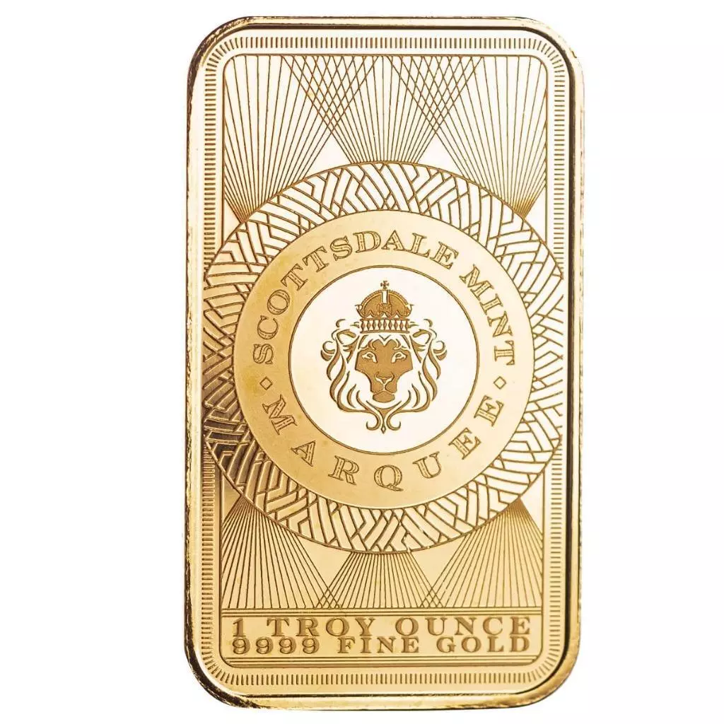 1 oz .9999 Gold Bar Scottsdale Marquee Peacock Gold Bar